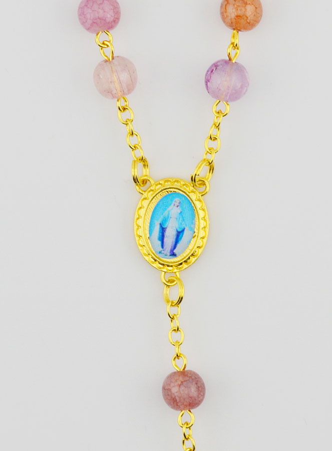 Chapelet Perles de Verre Violet - Miraculeuse (pic 4)