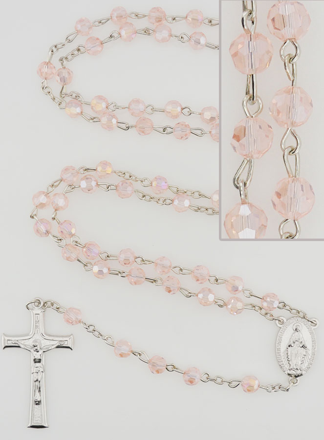 Chapelet Perles Facettées Roses - Miraculeuse (pic 1)