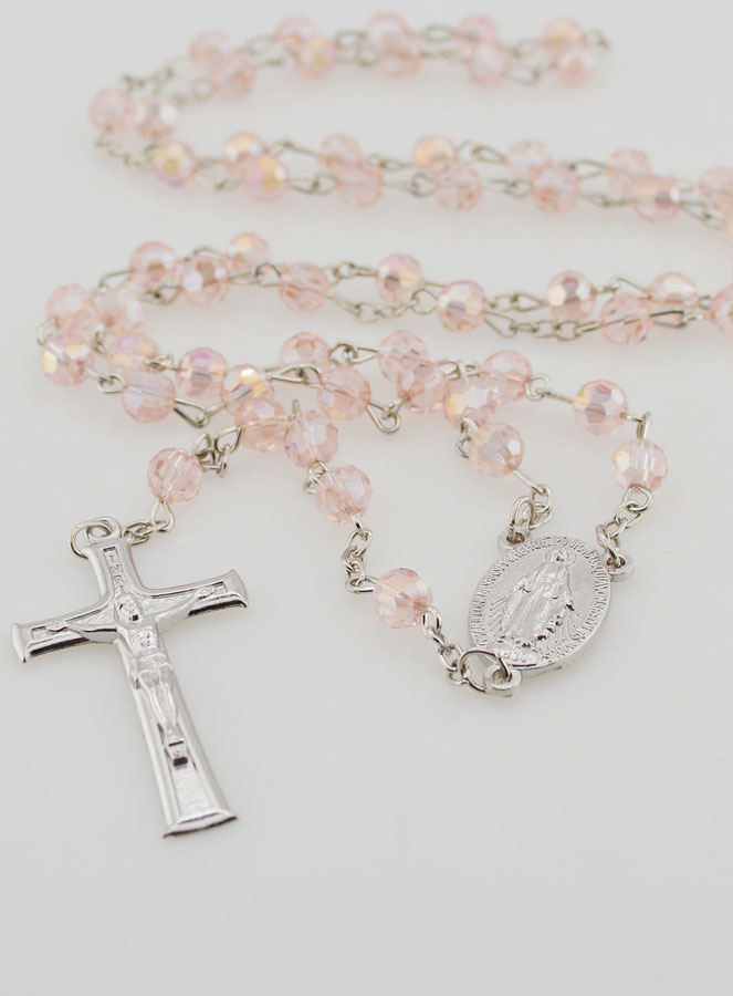 Chapelet Perles Facettées Roses - Miraculeuse (pic 2)