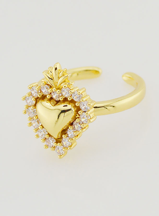 Bague Ex Voto Ajustable Laiton Doré & Strass (pic 2)