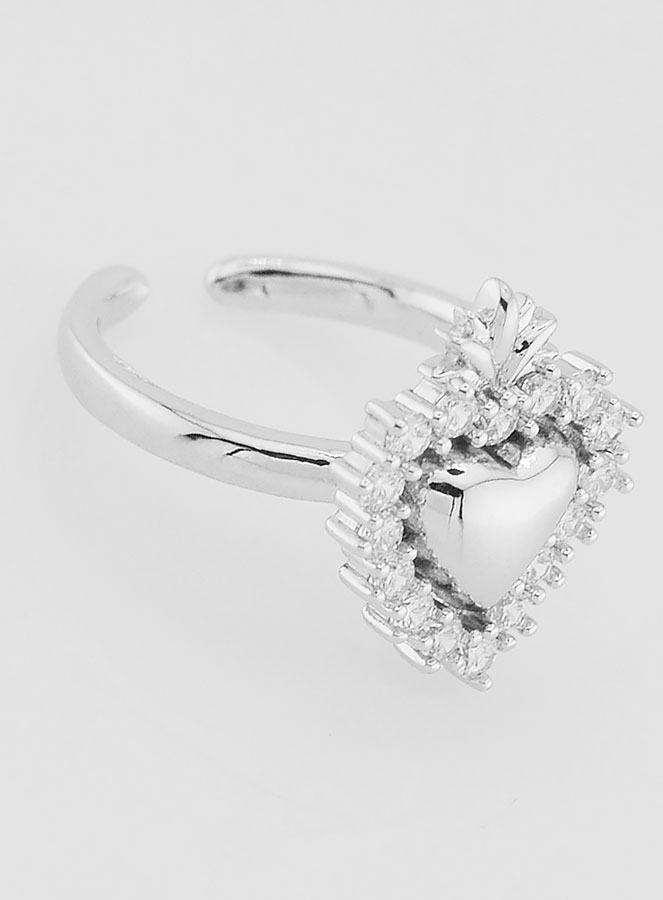 Bague Ex Voto Ajustable Laiton Argenté & Strass (pic 3)