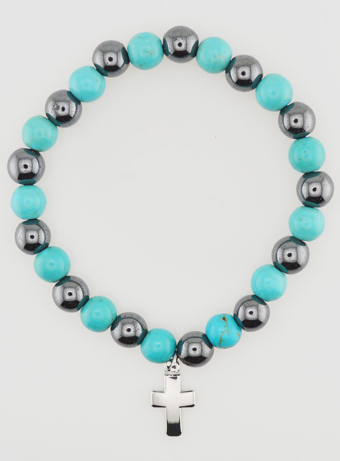 Bracelet en Pierres Naturelles - Hématite & Turquoise (pic 1)