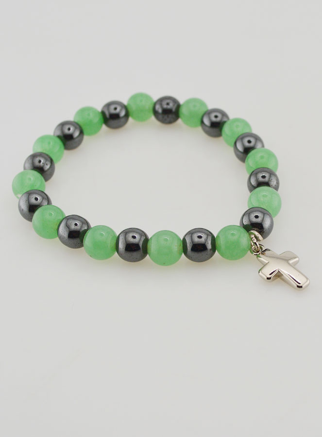 Bracelet Religieux avec Croix - Hématite & Aventurine (pic 3)