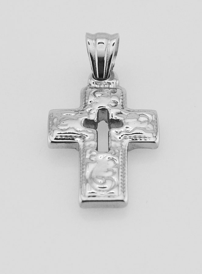 Pendentif Croix Ajourée en Inox -  25mm (pic 2)