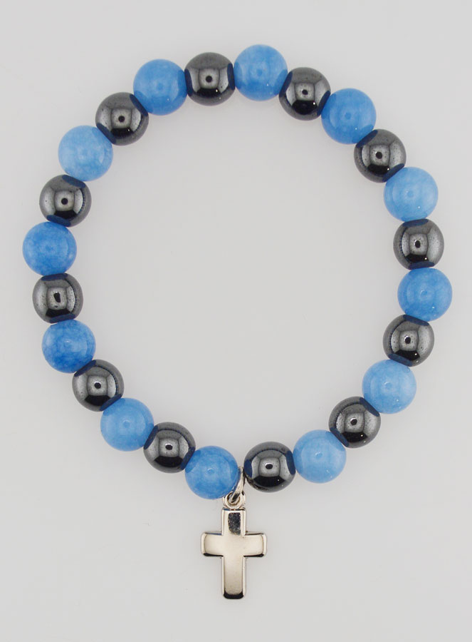 Bracelet en Pierres Naturelles d'Hématite & Angélite (pic 1)