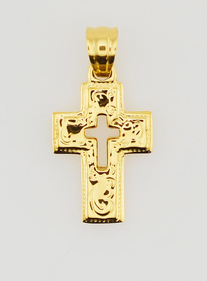 Pendentif Croix Ajourée en Inox -  25mm (pic 1)