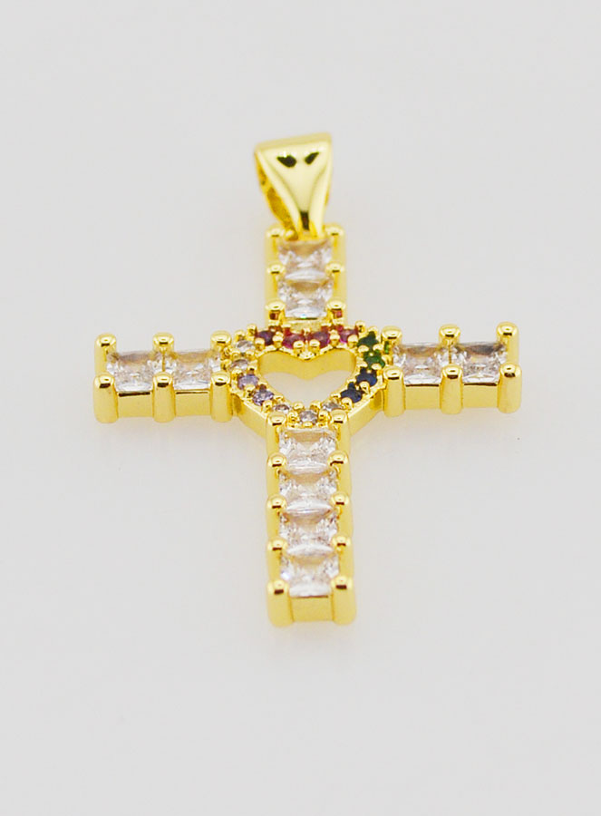 Pendentif Croix Coeur Oxydes de Zirconiums - 25mm (pic 3)