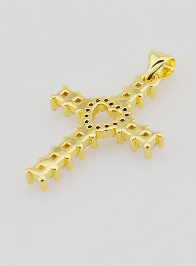 Pendentif Croix Coeur Oxydes de Zirconiums - 25mm (pic 4)