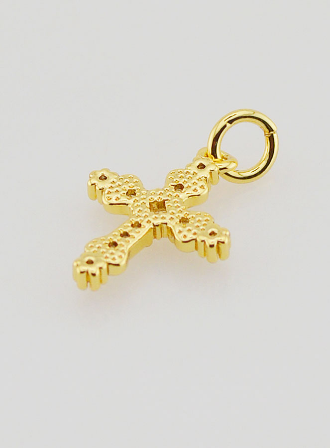 Pendentif Croix Baroque Dorée - 15mm (pic 4)