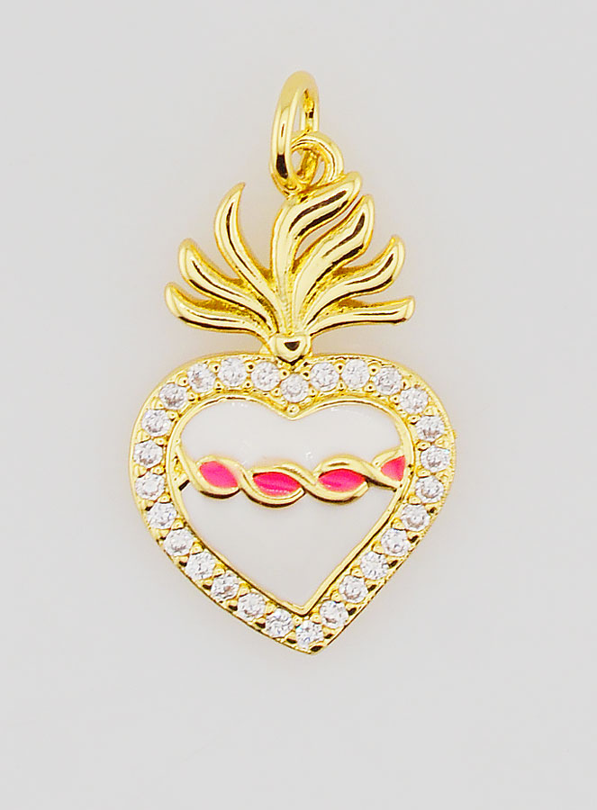 Pendentif Ex-Voto en Laiton Doré & Émail - 20mm (pic 1)