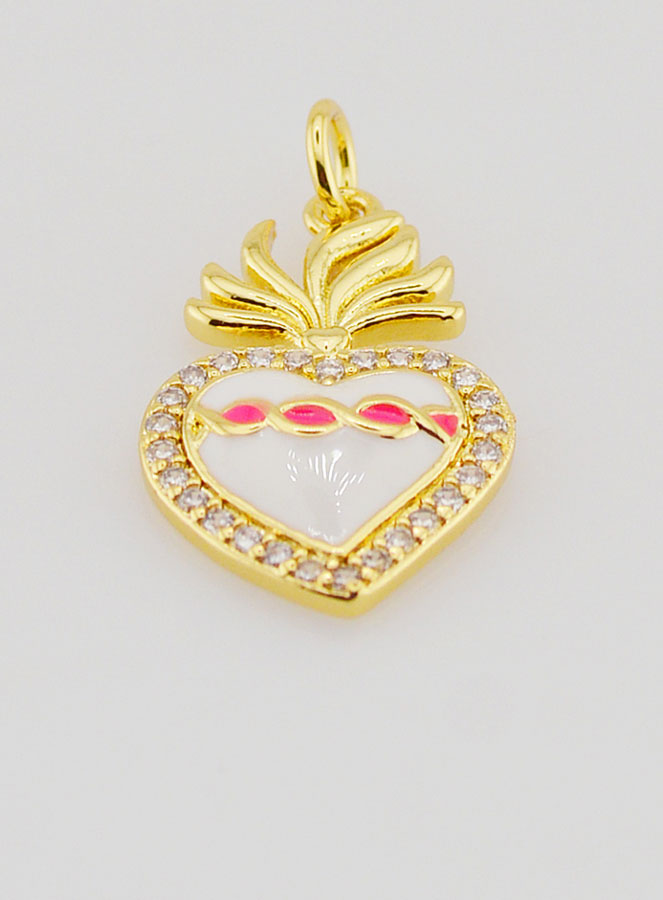 Pendentif Ex-Voto en Laiton Doré & Émail - 20mm (pic 2)