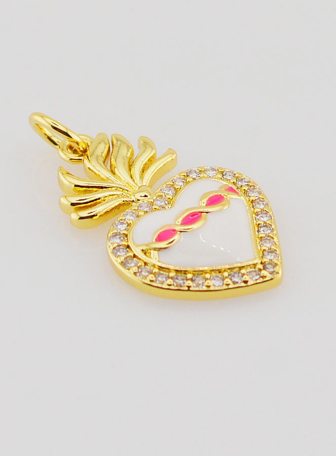 Pendentif Ex-Voto en Laiton Doré & Émail - 20mm (pic 3)