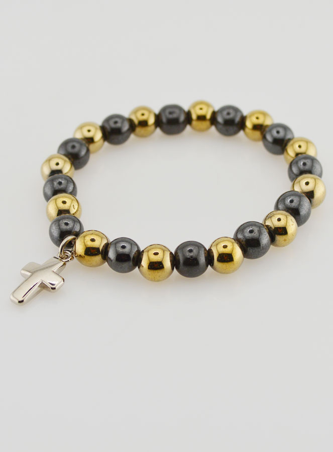 Bracelet Religieux avec Croix - Hématite & Pyrite (pic 4)