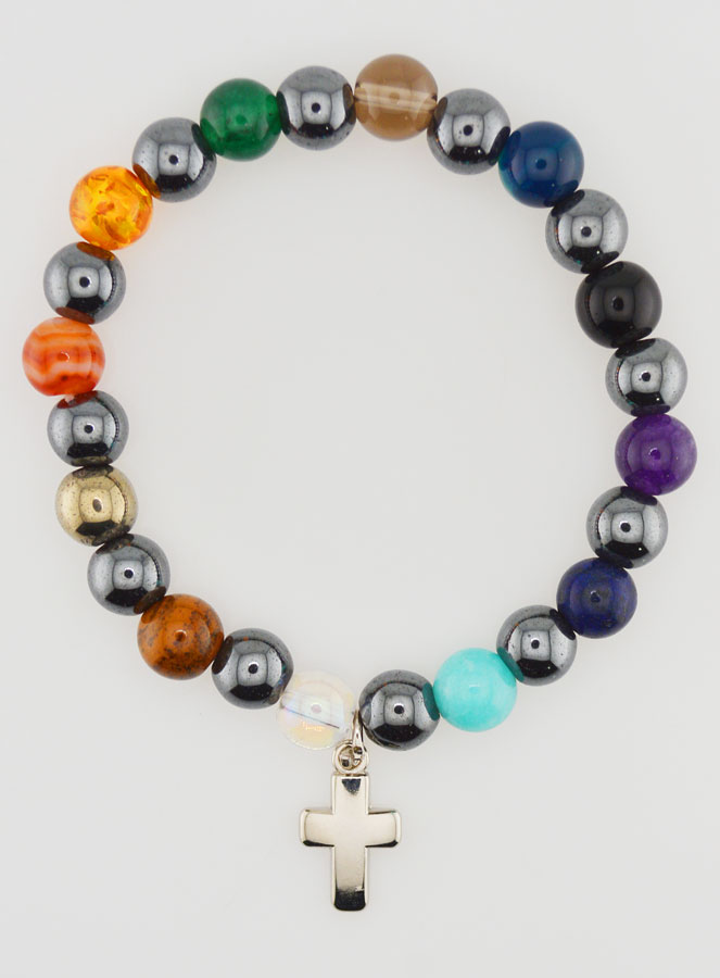 Bracelet Religieux avec Croix - Hématite & Pierres (pic 1)