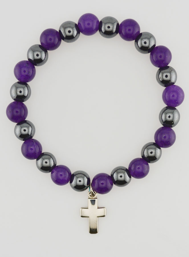 Bracelet en Pierres Naturelles Hématite & Améthyste (pic 1)