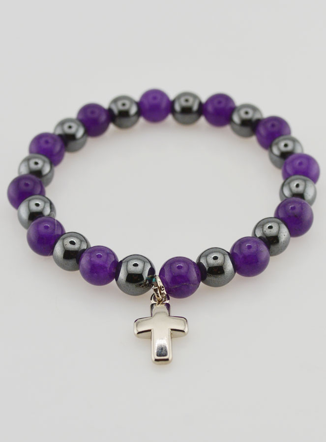 Bracelet en Pierres Naturelles Hématite & Améthyste (pic 2)