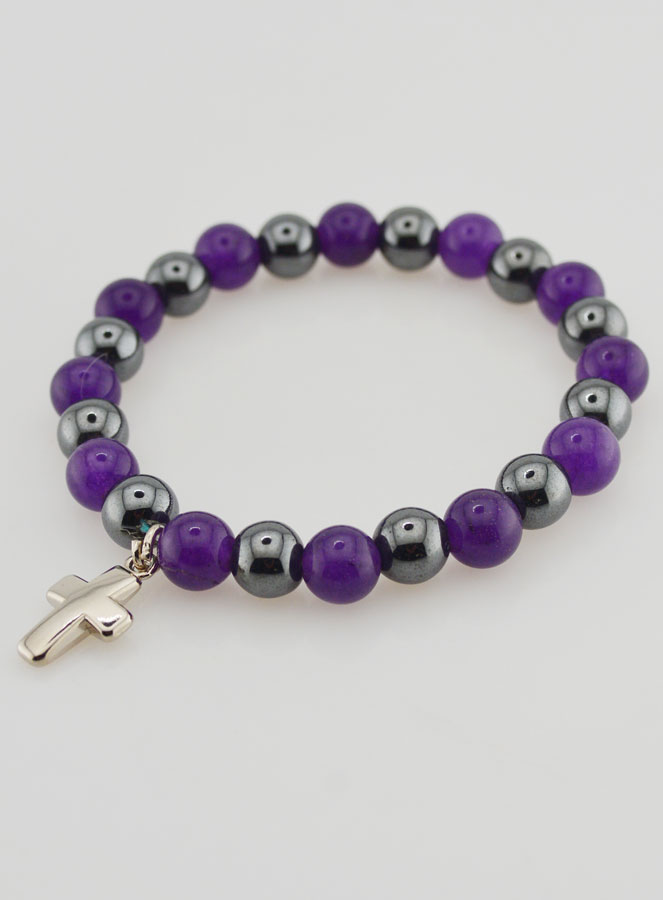 Bracelet en Pierres Naturelles Hématite & Améthyste (pic 4)