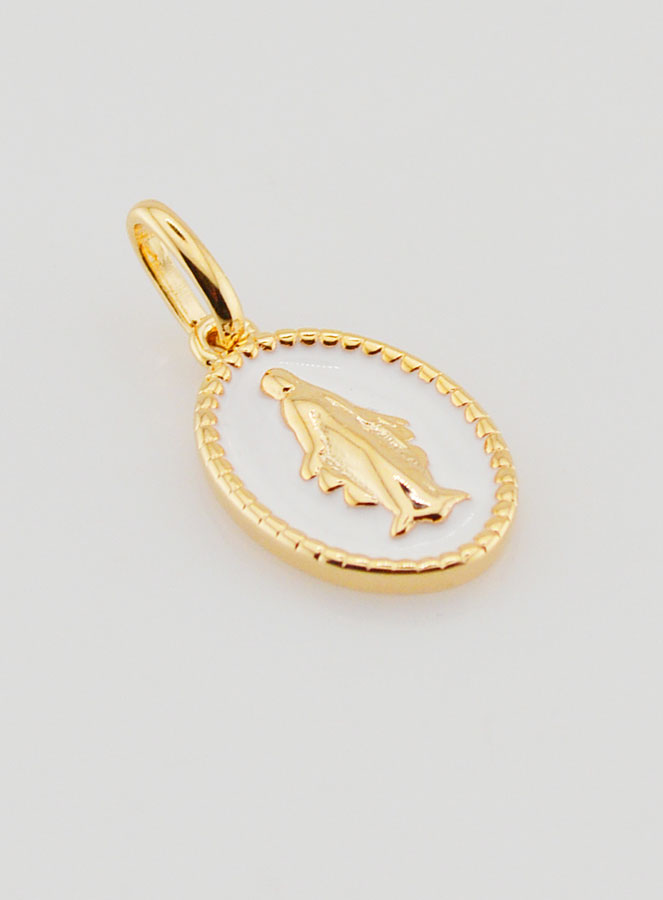 Médaille Miraculeuse Plaqué Or & Émail Blanc (pic 3)