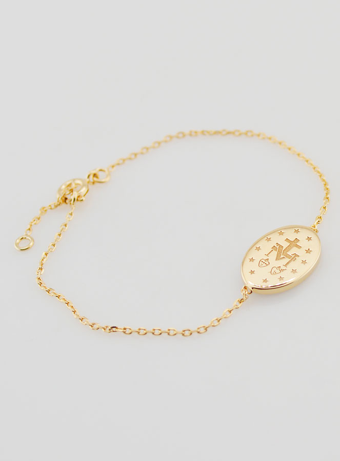 Bracelet Médaille Miraculeuse - Plaqué Or & Émail Bleu (pic 3)