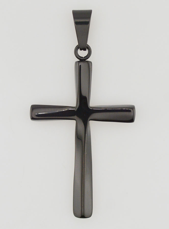 Pendentif Croix Torsadée en Inox Noir - 45mm (pic 1)