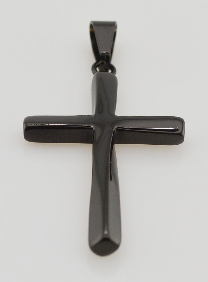 Pendentif Croix Torsadée en Inox Noir - 45mm (pic 2)