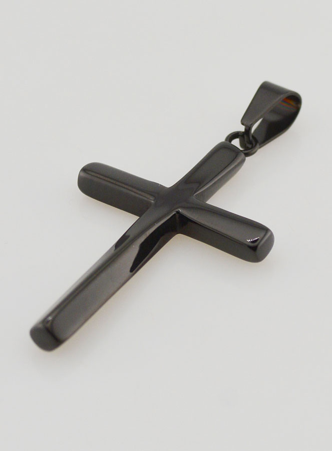 Pendentif Croix Torsadée en Inox Noir - 45mm (pic 4)