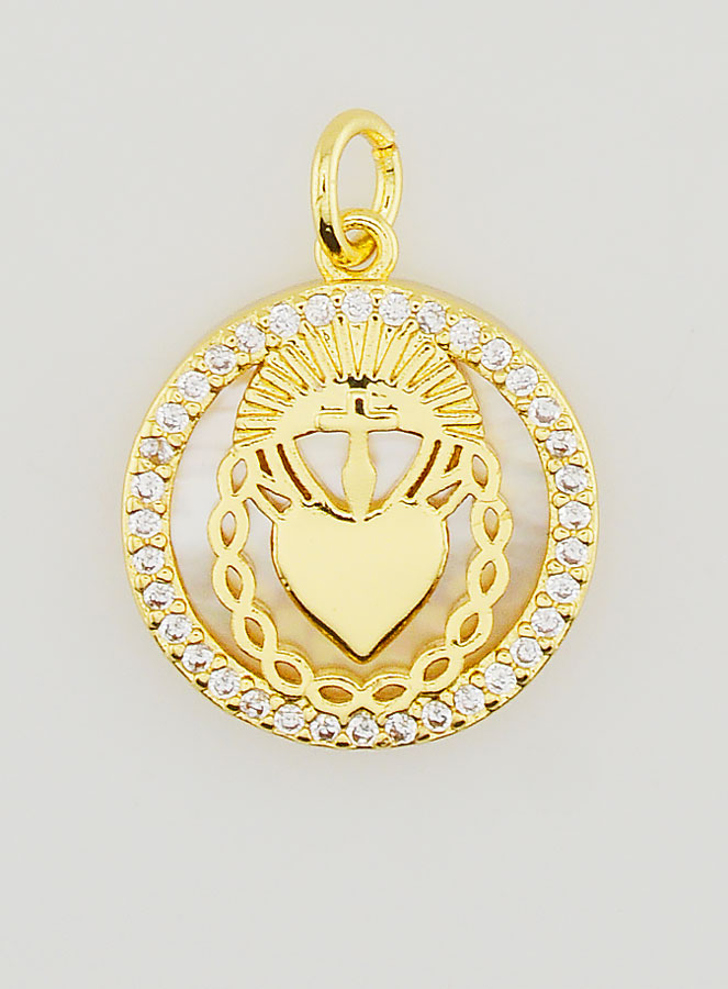 Médaille Ex Voto Nacre & Brillants - 16mm (pic 1)