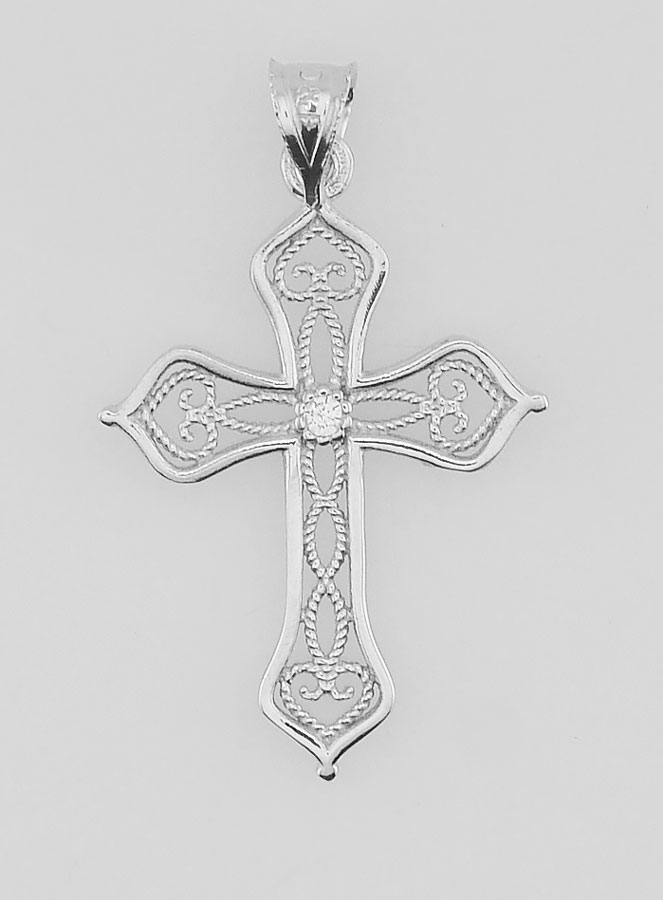 Pendentif Croix Ajourée Arabesques - 20mm (pic 1)