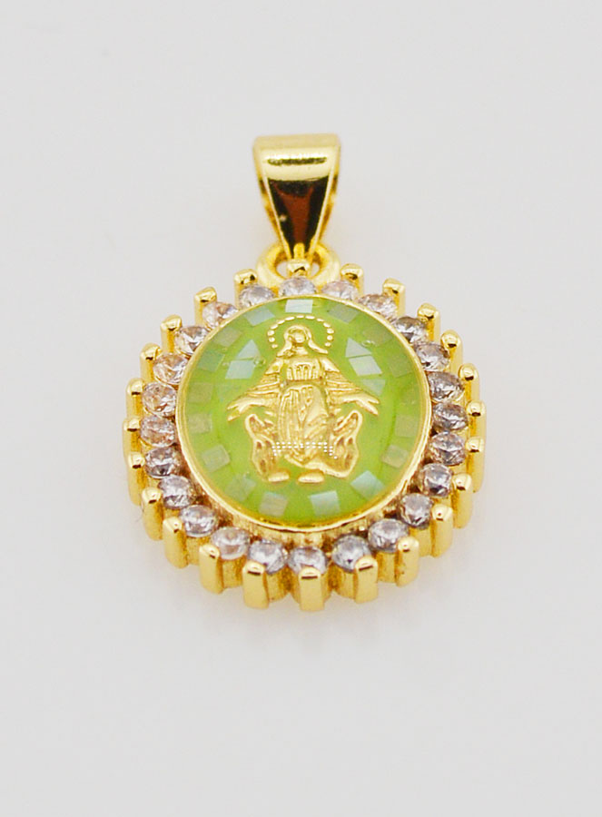 Médaille Vierge Miraculeuse Vert - 17mm (pic 2)