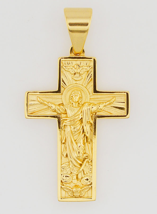 Pendentif Croix Christ Rédempteur Inox Doré - 35mm (pic 1)