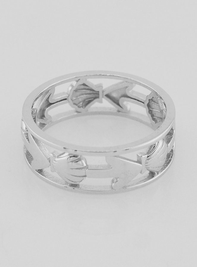 Bague Argent Ajourée Coquille & Ancre - T56 (pic 4)