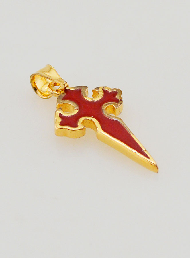 Croix de Saint Jacques en Plaqué Or & Émail - 17mm (pic 3)