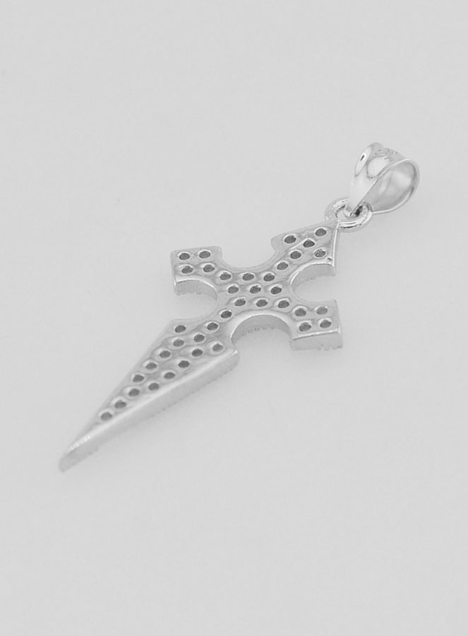 Croix de Saint Jacques Argent et Zircons - 20mm (pic 4)