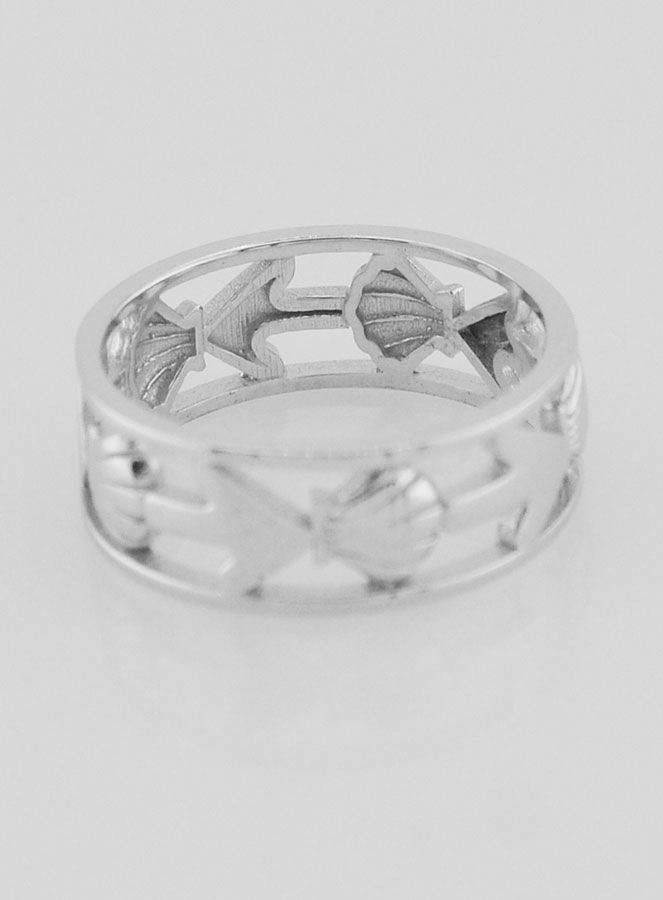 Bague Argent Ajourée Coquille & Ancre - T54 (pic 4)