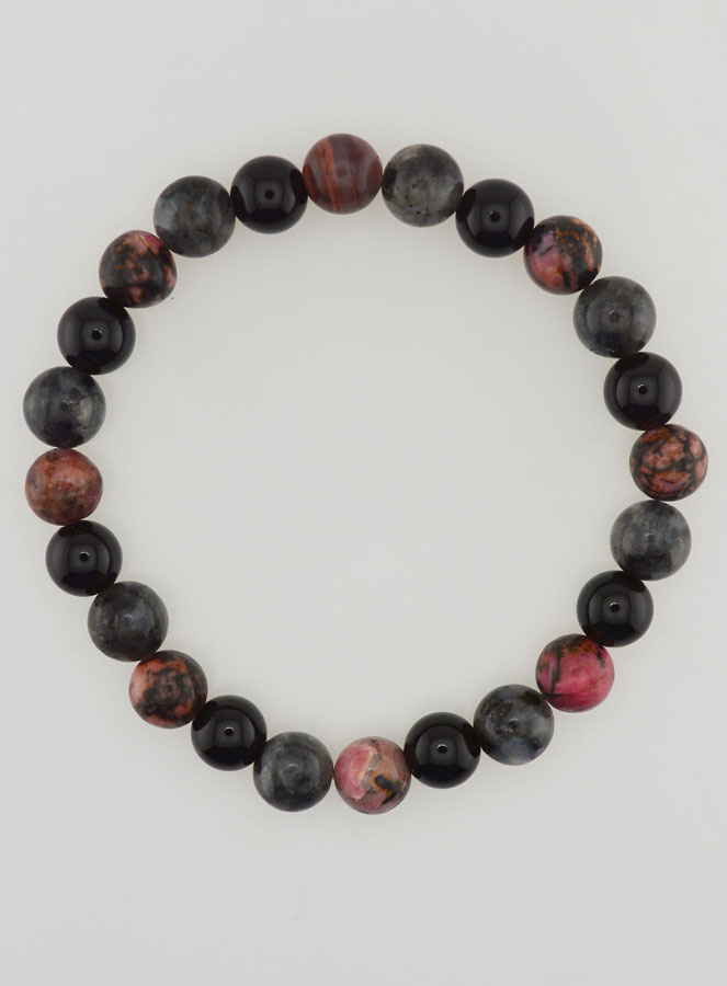 Bracelet Rhodonite - Onyx - Larvikite - 8mm (pic 1)
