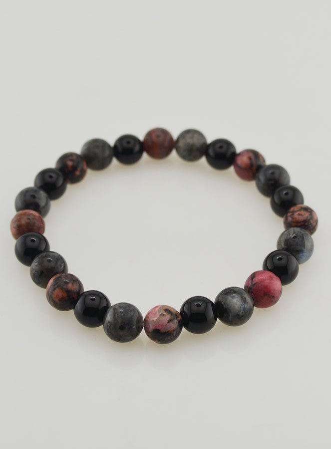 Bracelet Rhodonite - Onyx - Larvikite - 8mm (pic 2)