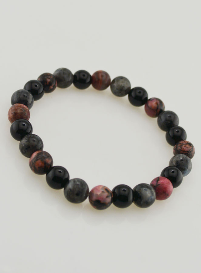 Bracelet Rhodonite - Onyx - Larvikite - 8mm (pic 3)