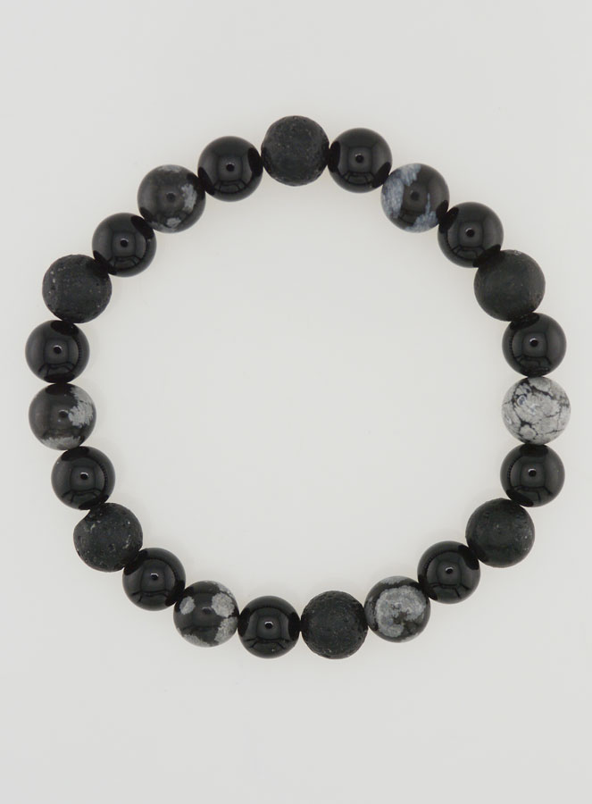 Bracelet Obsidienne, Onyx Noir & Pierre de Lave (pic 1)