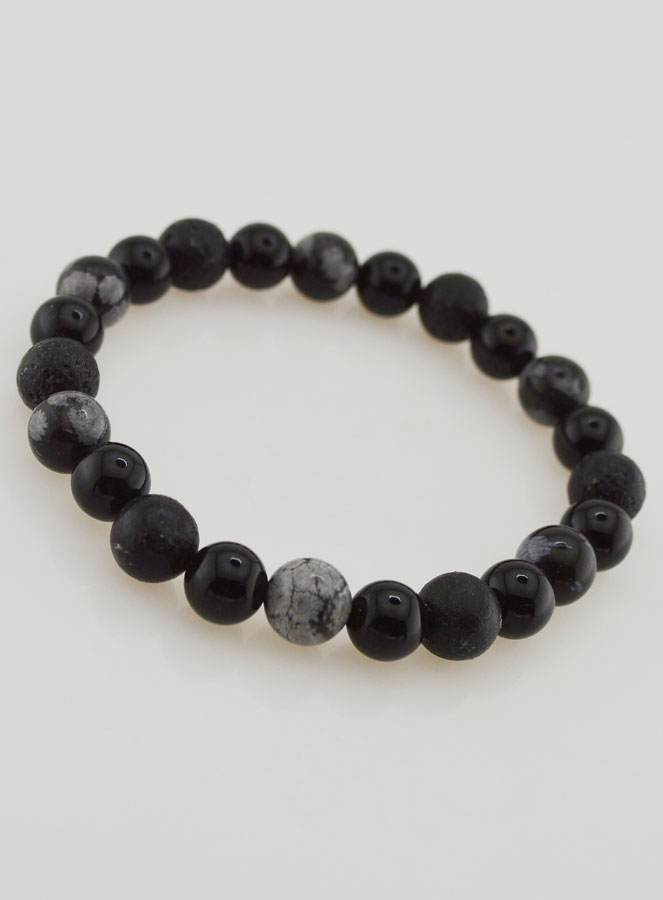 Bracelet Obsidienne, Onyx Noir & Pierre de Lave (pic 3)