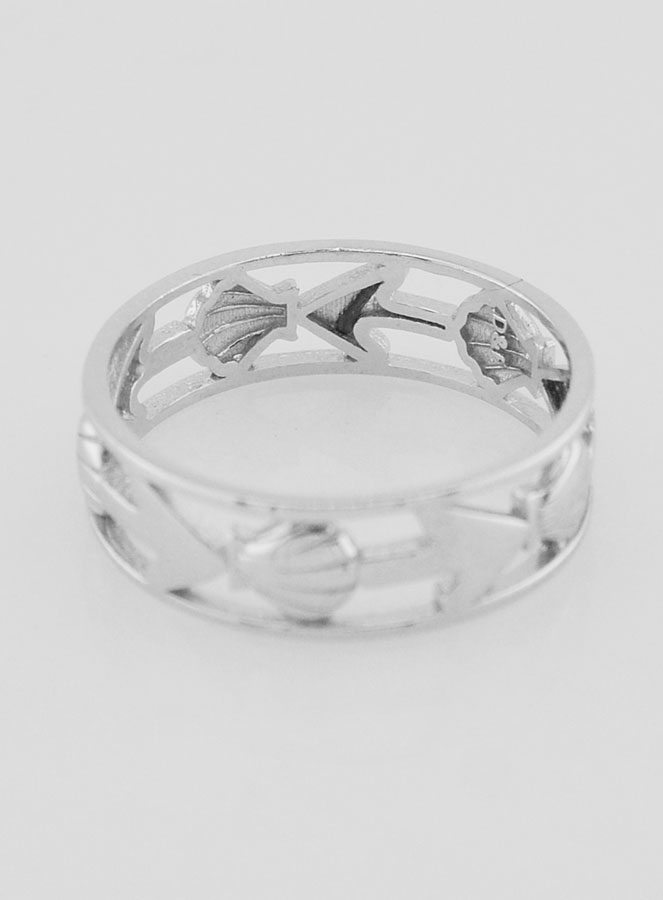 Bague Argent Ajourée Coquille & Ancre - T64 (pic 4)