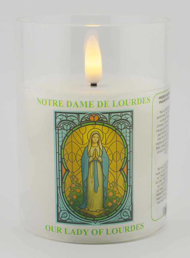 Bougie d'Église à Piles - Vierge de Lourdes (pic 1)