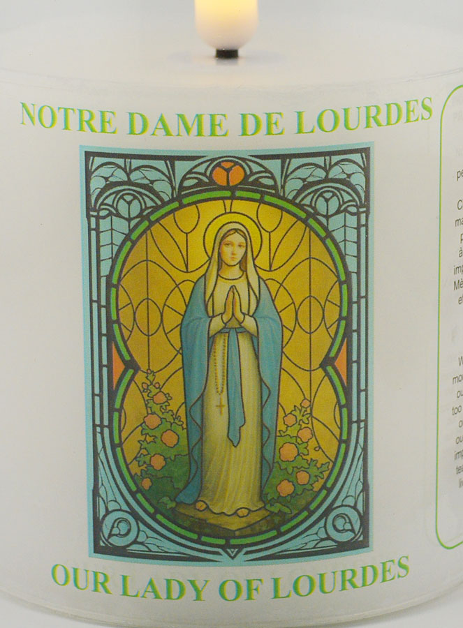 Bougie d'Église à Piles - Vierge de Lourdes (pic 3)