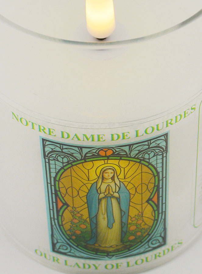 Bougie d'Église à Piles - Vierge de Lourdes (pic 4)