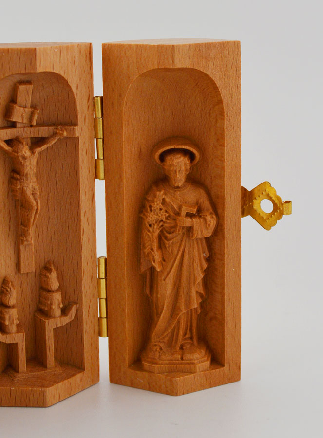 Triptyque en Bois Massif - ND Lourdes & Saint Joseph (pic 3)