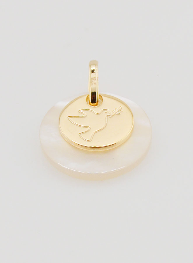 Médaille Jeton Plaqué Or & Nacre - Saint Esprit (pic 2)