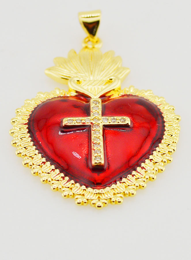 Pendentif Ex-Voto Rouge & Or - 40mm (pic 2)