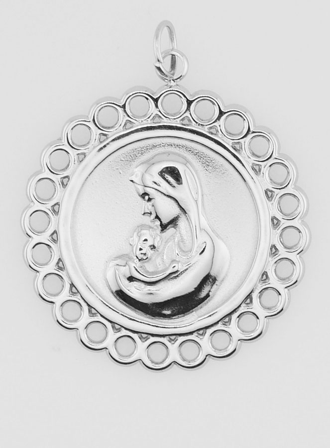 Médaille Vierge à l'Enfant Inox - 25mm (pic 1)