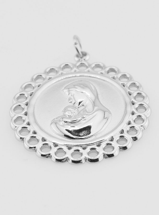 Médaille Vierge à l'Enfant Inox - 25mm (pic 2)