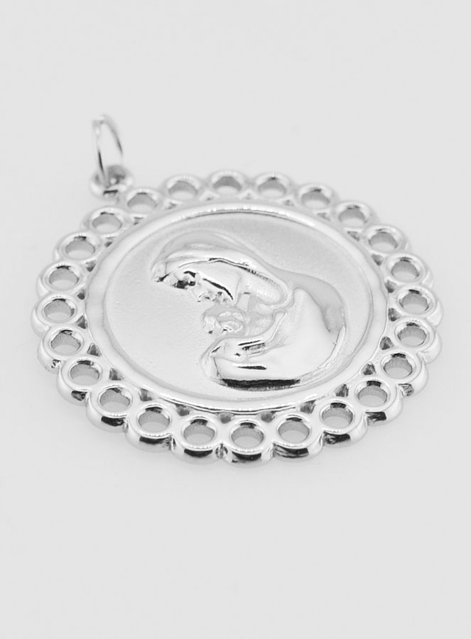 Médaille Vierge à l'Enfant Inox - 25mm (pic 3)