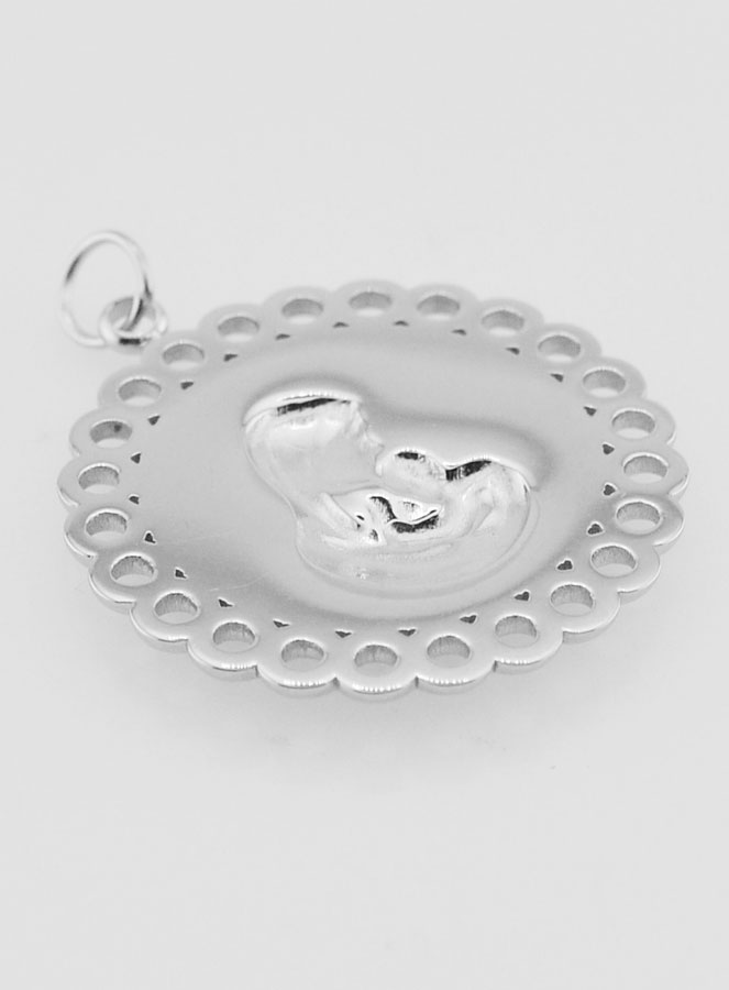 Médaille Vierge à l'Enfant Inox - 25mm (pic 4)